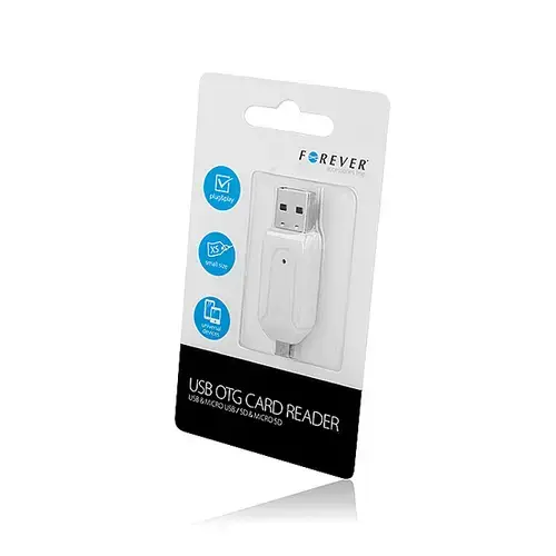 Cititor Card USB Forever, 2in1, SD - microSD, Alb