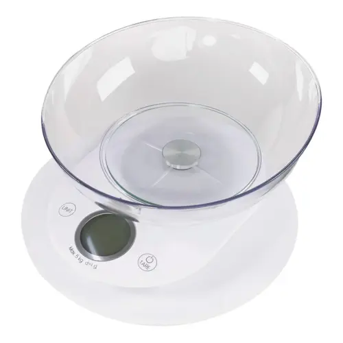 Cantar de bucatarie Vivax KS-505BW, Ecran digital, 5 Kg, Bol Sticla, Alb