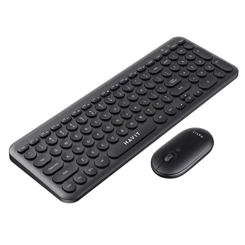 Kit tastatura si mouse office HAVIT KB254GCM, Wireless 2.4 GHz, US layout, Negru
