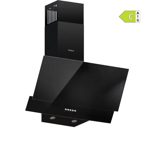 Hota decorativa Vivax CHO‑60CSD100T GB, 59, 6 cm, 100 W, 1 motor, 3 trepte de putere, filtru aluminiu lavabil, iluminare LED, Sticla Neagra