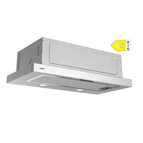 Hota telescopica Vivax CHO‑60PT100T X, 59.5 cm, 100 W, 2 trepte, filtru aluminiu lavabil, iluminare LED, Inox