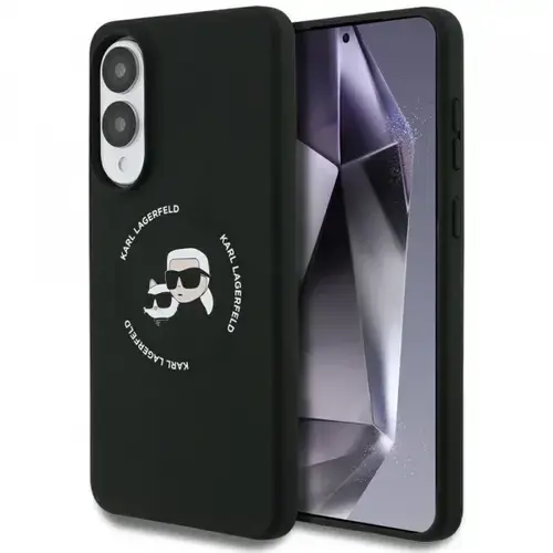 Husa MagSafe pentru Samsung Galaxy S25 Edge S937, Karl Lagerfeld, Silicone Double Heads, Neagra
