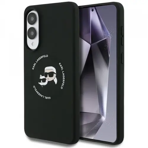 Husa MagSafe pentru Samsung Galaxy S25 Edge S937, Karl Lagerfeld, Silicone Double Heads, Neagra
