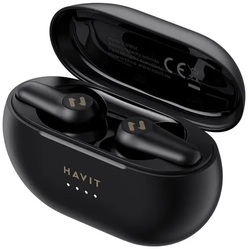Casti HAVIT TW915E wireless, Bluetooth 5.3, Microfon, Noise Cancelling, Negru
