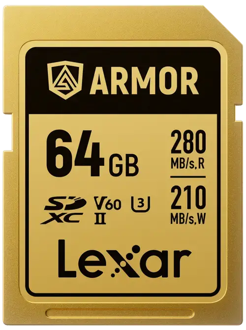 Card de memorie Lexar ARMOR Gold LSDAMGL064G-RNNNG, 64GB, SDXC, UHS-II U3, V60, Inox, IP68