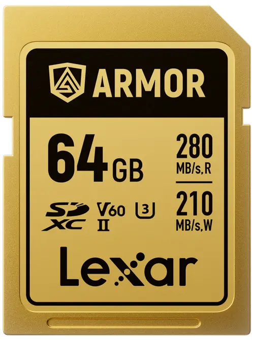 Card de memorie Lexar ARMOR Gold LSDAMGL064G-RNNNG, 64GB, SDXC, UHS-II U3, V60, Inox, IP68