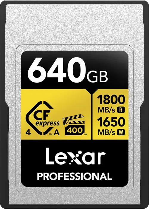 Card de memorie Lexar Professional LCAGOLD640G-RNENG, 640GB, CFexpress Type-A, VPG400, PCIe 4.0, 4K, IP68