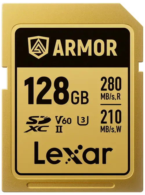 Card de memorie Lexar ARMOR Gold LSDAMGL128G-RNNNG, 128GB, SDXC, UHS-II U3, V60, Inox, IP68