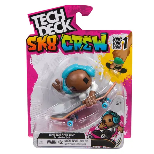 Set Tech Dech Sk8 Crew - Placa si figurina 9.6 cm, Casti albastre