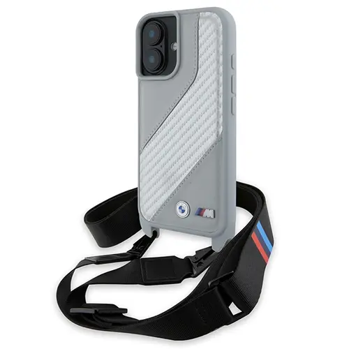 Husa pentru Apple iPhone 16, BMW, M Edition Carbon Stripe & Strap, Bleu