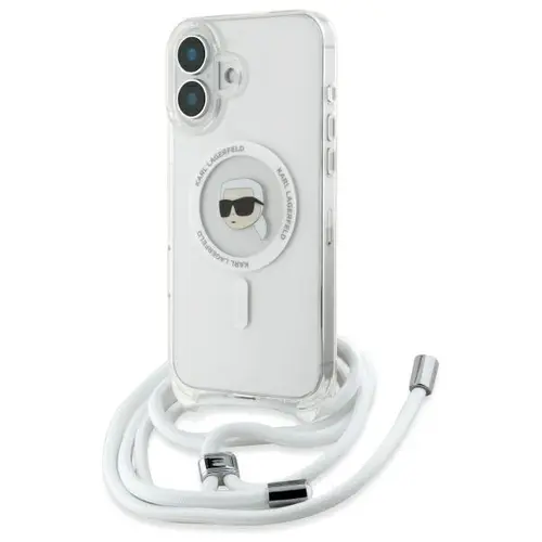 Husa MagSafe pentru Apple iPhone 16, Karl Lagerfeld, IML Crossbody Karl's Head, Transparenta