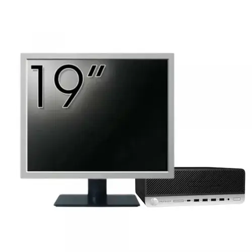 Pachet Calculator Refurbished HP ProDesk 600 G3 SFF, Intel Core i5-6500 3.20GHz, 8GB DDR4, 256GB SSD + Monitor 19inch