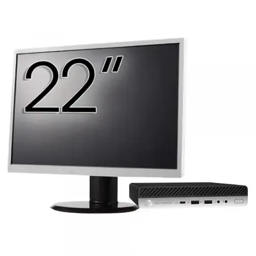 Pachet Calculator Refurbished HP EliteDesk 800 G3 Mini PC, Intel Core i7-6700T 2.80GHz, 8GB DDR4, 256GB SSD + Monitor 22inch