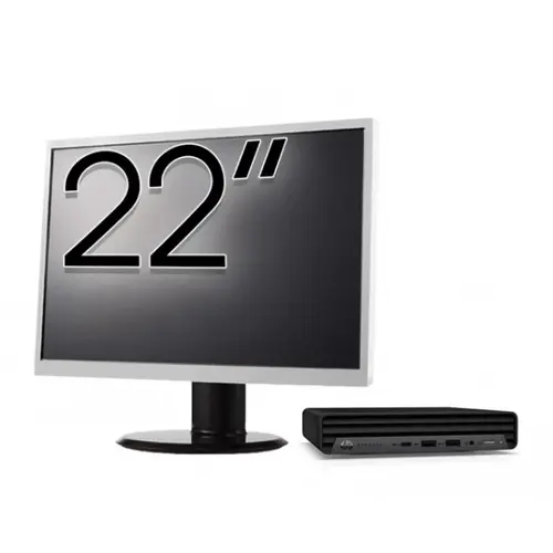 Pachet Calculator Refurbished HP ProDesk 400 G6 Mini, Intel Core i5-10500T 2.30 - 3.80GHz, 8GB DDR4, 256GB SSD + Monitor 22 Inch + Windows 10 Home