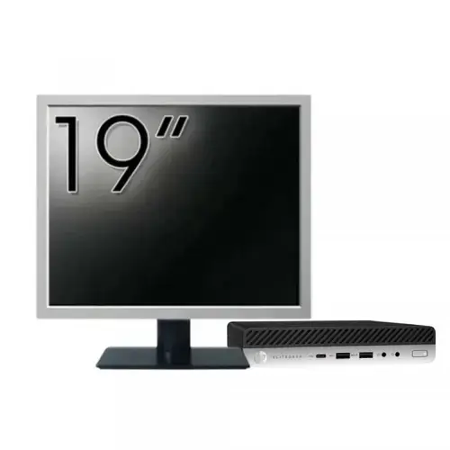Pachet Calculator refurbished HP EliteDesk 800 G3 Mini PC, Intel Core i5-6500T 2.50GHz, 16GB DDR4, 256GB SSD + Monitor 19"