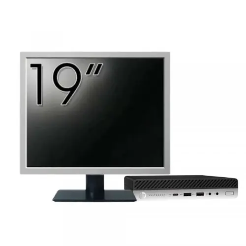 Pachet Calculator refurbished HP EliteDesk 800 G3 Mini PC, Intel Core i5-6500T 2.50GHz, 16GB DDR4, 256GB SSD + Monitor 19"