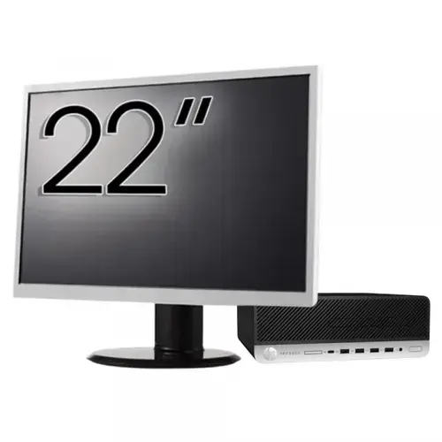 Pachet Calculator refurbished HP ProDesk 600 G3 SFF, Intel Core i3-7100 3.90GHz, 8GB DDR4, 240GB SSD + Monitor 22"
