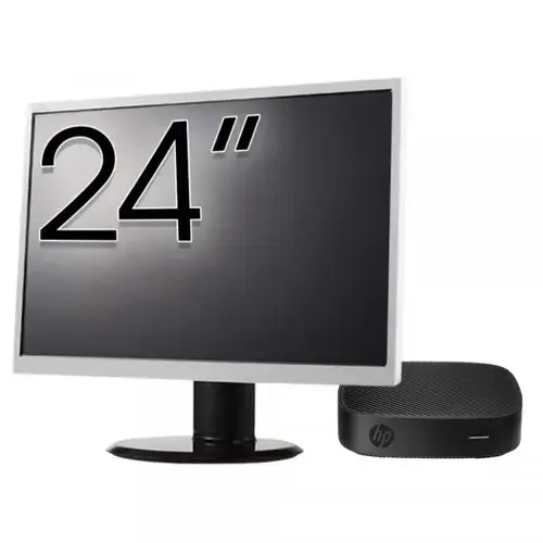 Pachet PC refurbished HP T430 Thin Client, Intel Celeron N4000 1.10-2.60GHz, 2GB DDR4, 16GB SSD + Monitor 24"