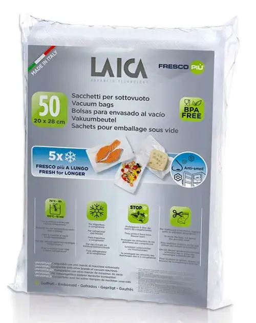 Pungi pentru vidat alimente Laica VT3504, 20x28 cm, 50 pungi