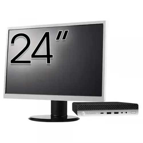 Calculator Sistem PC Refurbished Pachet Calculator refurbished HP EliteDesk 800 G3 Mini PC, Intel Core i5-6500T 2.50GHz, 16GB DDR4, 256GB SSD + Monitor 24"
