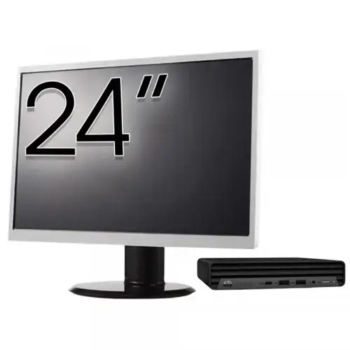 Calculator Sistem PC Refurbished Pachet Calculator refurbished HP ProDesk 400 G6 Mini, Intel Core i5-10500T 2.30 - 3.80GHz, 8GB DDR4, 256GB SSD + Monitor 24"