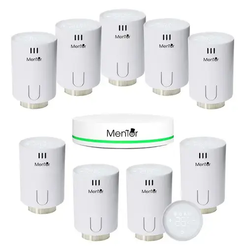 Kit Cap Termostatic si HUB Smart pentru calorifer Mentor TSZB901 9.1 ZigBee LCD