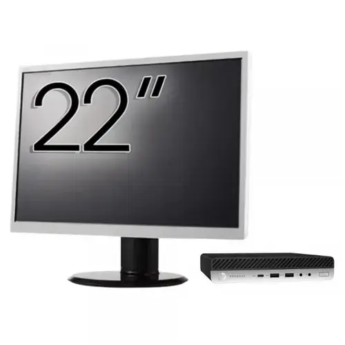 Pachet Calculator Refurbished HP ProDesk 400 G4 Mini PC, Intel Core i3-8100T 3.40GHz, 8GB DDR4, 256GB SSD + Monitor 22"