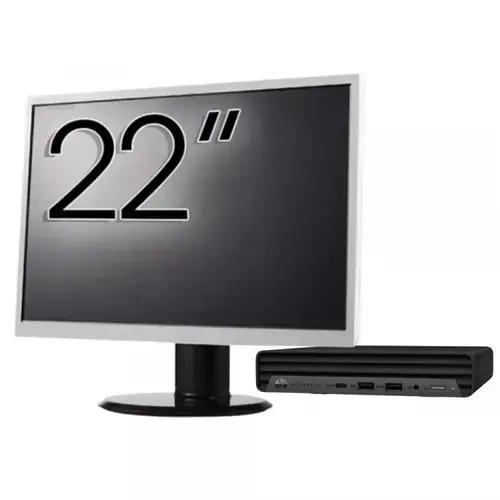 Pachet Calculator Refurbished HP EliteDesk 800 G6 Mini PC, Intel Core i5-10500T 2.30 - 3.80GHz, 8GB DDR4, 256GB SSD + Monitor 22"