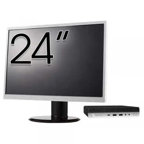 Pachet Calculator Refurbished HP ProDesk 400 G4 Mini PC, Intel Core i3-8100T 3.40GHz, 8GB DDR4, 256GB SSD + Monitor 24"