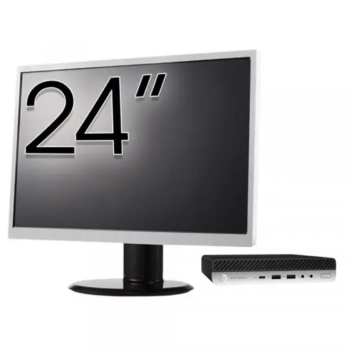 Pachet Calculator Refurbished HP ProDesk 400 G4 Mini PC, Intel Core i3-8100T 3.40GHz, 8GB DDR4, 256GB SSD + Monitor 24"