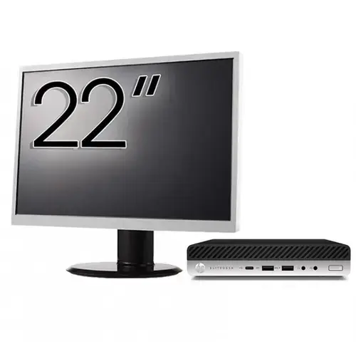 Pachet Calculator Refurbished HP EliteDesk 800 G3 Mini PC, Intel Core i7-7700T 2.90 - 3.80GHz, 8GB DDR4, 256GB SSD, Wi-Fi + Monitor 22 Inch