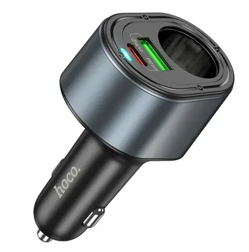 Incarcator Auto HOCO Z56, 35W, 3A, 1 x Extensie Bricheta - 1 x USB-A - 1 x USB-C, Negru