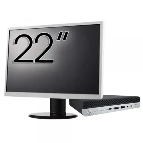 Calculator Sistem PC Refurbished Pachet Calculator refurbished HP EliteDesk 800 G5 Mini PC, Intel Core i5-9500T 2.20 - 3.70GHz, 8GB DDR4, 256GB SSD + Monitor 22"