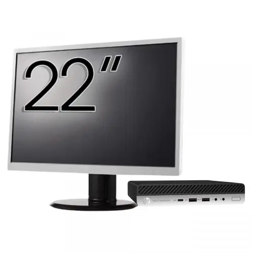 Calculator Sistem PC Refurbished Pachet Calculator refurbished HP EliteDesk 800 G3 Mini PC, Intel Core i5-6500T 2.50GHz, 8GB DDR4, 256GB SSD + Monitor 22"