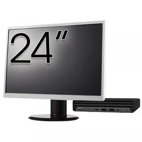 Calculator Sistem PC Refurbished Pachet Calculator refurbished HP EliteDesk 800 G6 Mini PC, Intel Core i5-10500T 2.30 - 3.80GHz, 8GB DDR4, 256GB SSD + Monitor 24"