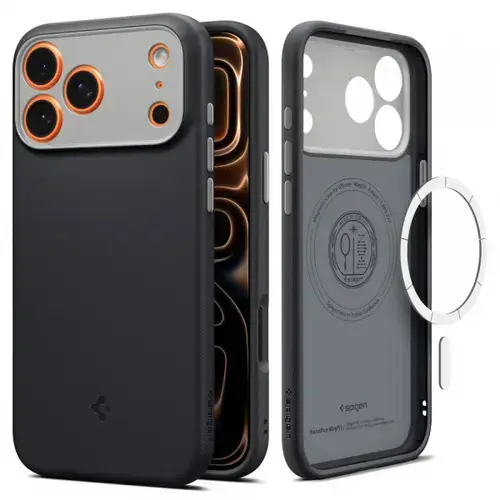 Husa MagSafe pentru Apple iPhone 17 Pro Max, Spigen, Caseology Nano Pop, Neagra