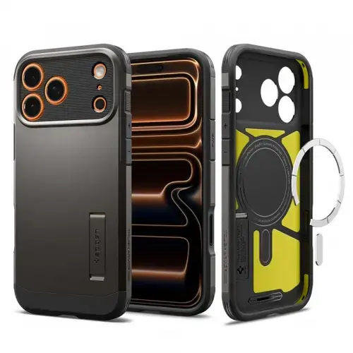 Husa MagSafe pentru Apple iPhone 17 Pro, Spigen, Tough Armor T, Gri