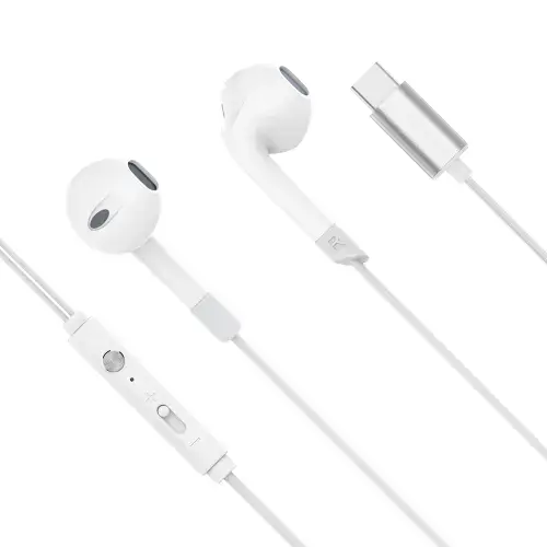 Casti in ear cu fir USB-C Kruger&Matz C2 cu microfon KMPC2, Alb