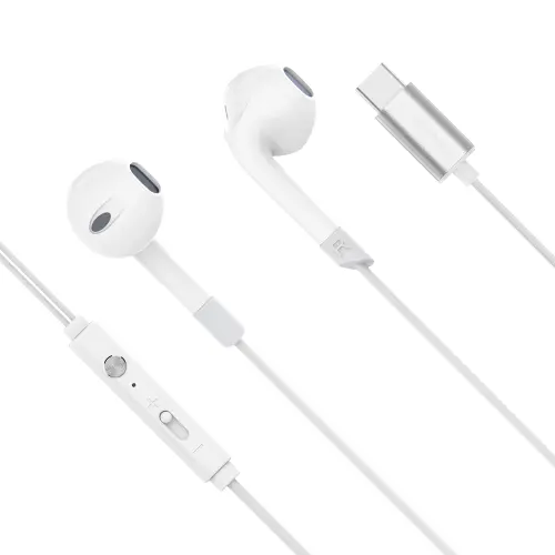 Casti in ear cu fir USB-C Kruger&Matz C2 cu microfon KMPC2, Alb