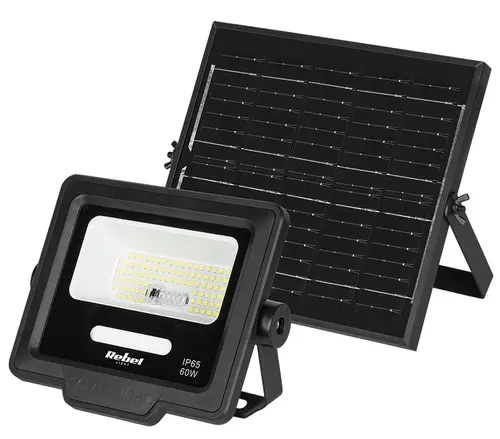 Proiector cu panou solar REBEL URZ3626, IP65, 500 lm, lumina rece 6800K, 6W, cablu 3 m, Telecomanda
