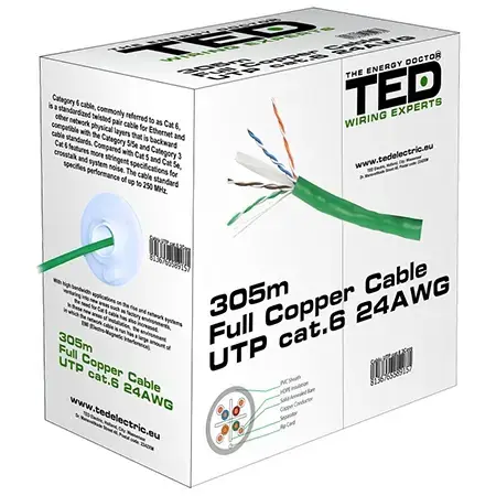 Cablu TED Electric KAB-TED2, UTP, CAT 6, Cupru 0.5mm, 305 m