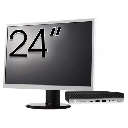 Calculator Sistem PC Refurbished Pachet Calculator refurbished HP EliteDesk 800 G3 Mini PC, Intel Core i5-6500T 2.50GHz, 8GB DDR4, 256GB SSD + Monitor 24"
