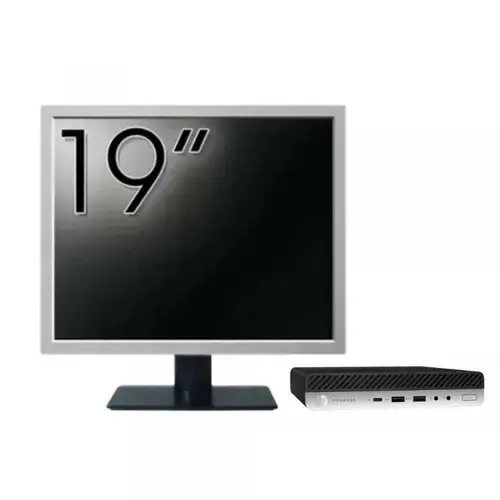 Calculator Sistem PC Refurbished Pachet Calculator refurbished HP ProDesk 400 G4 Mini PC, Intel Core i5-8500T 2.10 - 3.50GHz, 8GB DDR4, 256GB SSD + Monitor 19"
