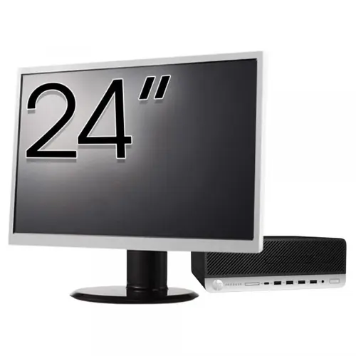 Calculator Sistem PC Refurbished Pachet Calculator refurbished HP ProDesk 600 G3 SFF, Intel Core i3-6100 3.70GHz, 8GB DDR4, 256GB SSD, DVD-ROM + Monitor 24"