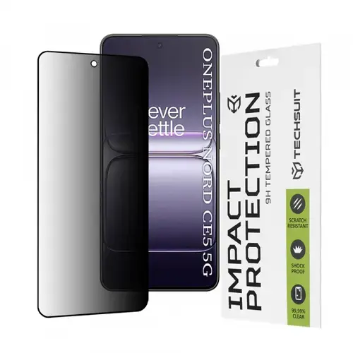 Folie de protectie Ecran Privacy Techsuit pentru OnePlus Nord CE5, Sticla Securizata, Full Glue, 111D