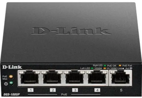 Switch D-Link DGS-1005P, Gigabit, 5 Porturi