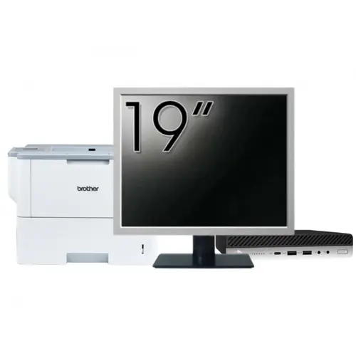 Pachet Calculator refurbished HP EliteDesk 800 G3 Mini PC, Intel Core i5-6500T 2.50GHz, 16GB DDR4, 512GB SSD + Monitor 19" &amp; Imprimanta Brother HL-L6300DW