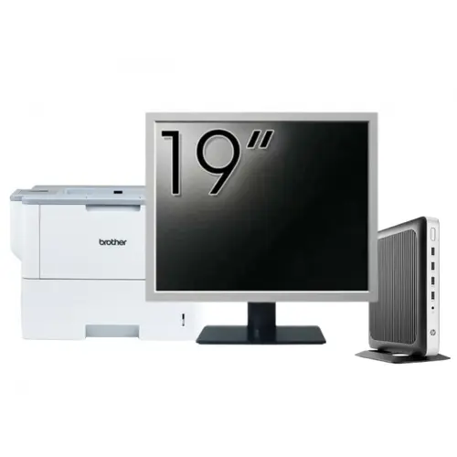 Pachet PC refurbished HP T630 Thin Client, AMD GX-420GI 2.00GHz, 8GB DDR4, 128GB SSD + Monitor 19" &amp; Imprimanta Brother HL-L6300DW