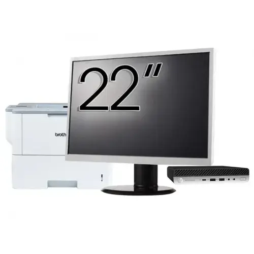 Pachet Calculator refurbished HP ProDesk 400 G4 Mini PC, Intel Core i5-8500T 2.10 - 3.50GHz, 8GB DDR4, 256GB SSD + Monitor 22" &amp; Imprimanta Brother HL-L6300DW