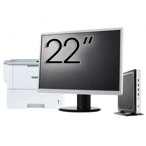 Pachet PC refurbished HP T630 Thin Client, AMD GX-420GI 2.00GHz, 8GB DDR4, 32GB SSD Flash + Monitor 22" &amp; Imprimanta Brother HL-L6300DW